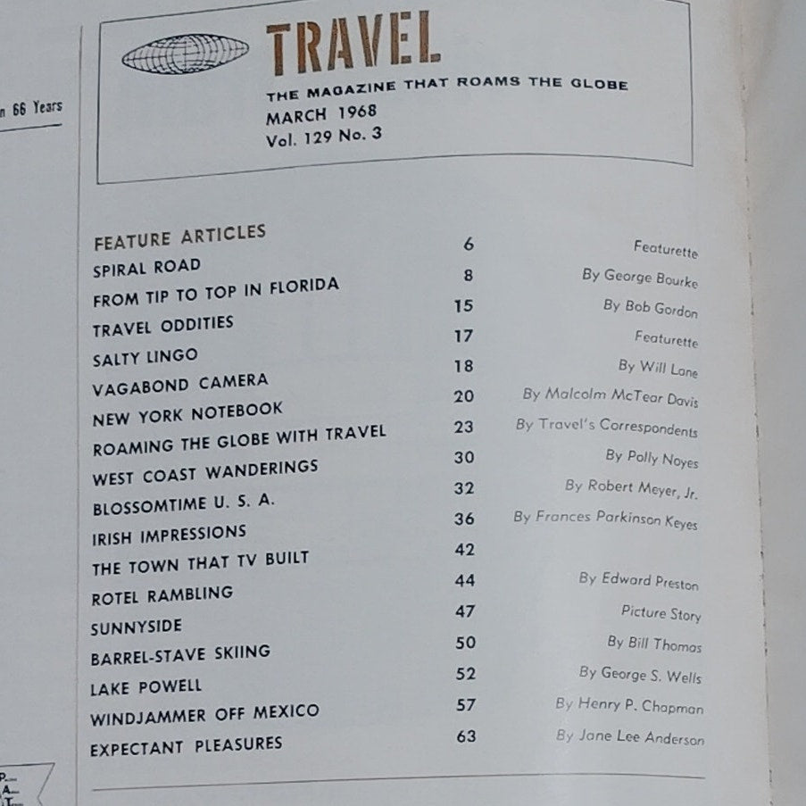 Vintage Travel Magazine March 1968 - Blossomtime USA, Irish Impressions