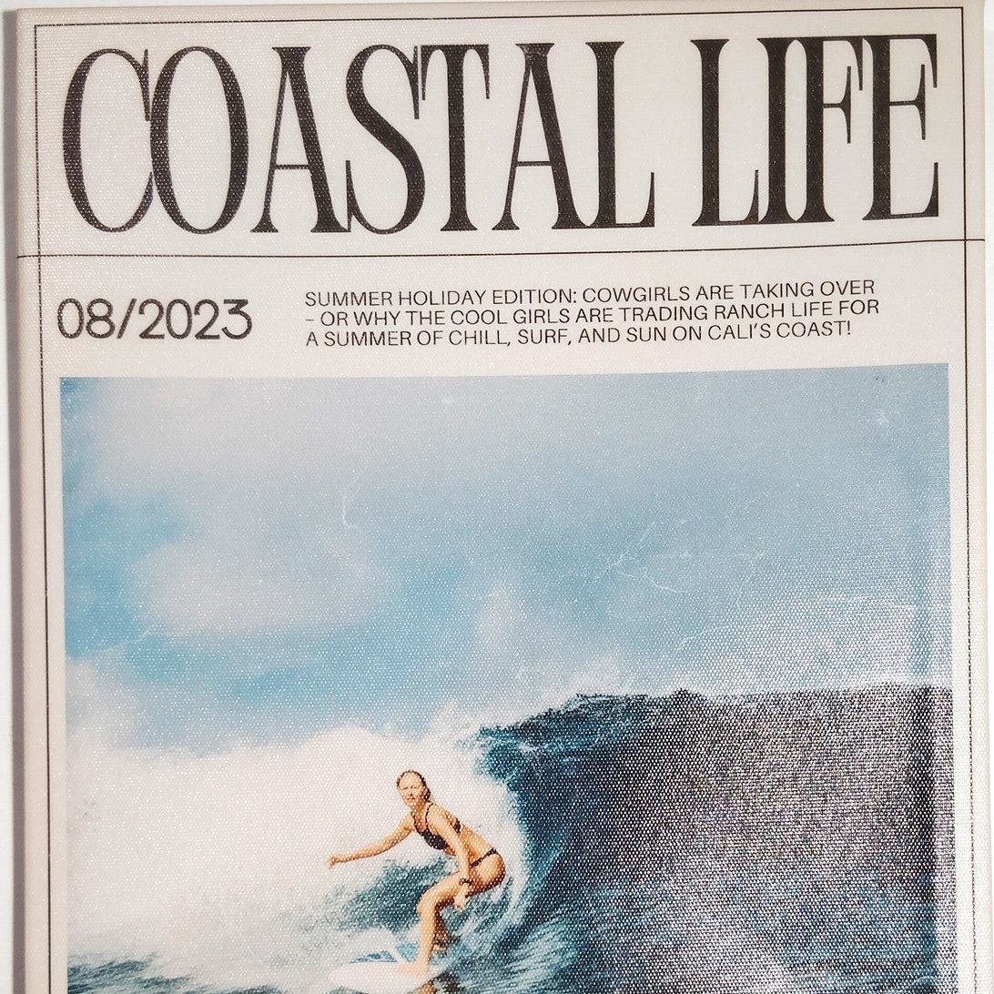 Coastal Life Preppy Surf Canvas Framed Wall Art Retro Magazine Style 15.6x11.8"