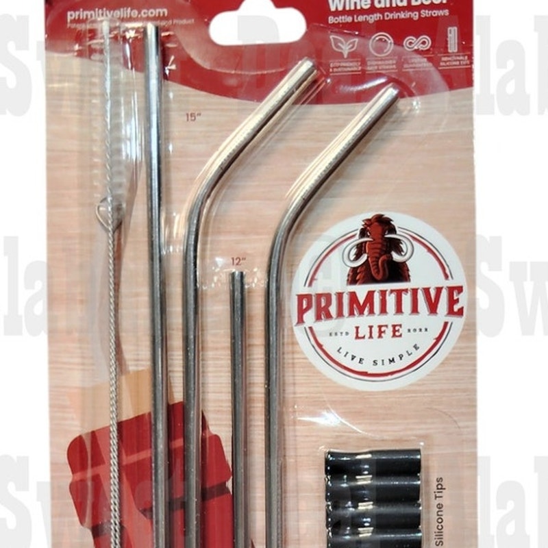 Primitive Life Stainless Steel Drinking Straws Kit – Wine & Beer Bottle Lengths