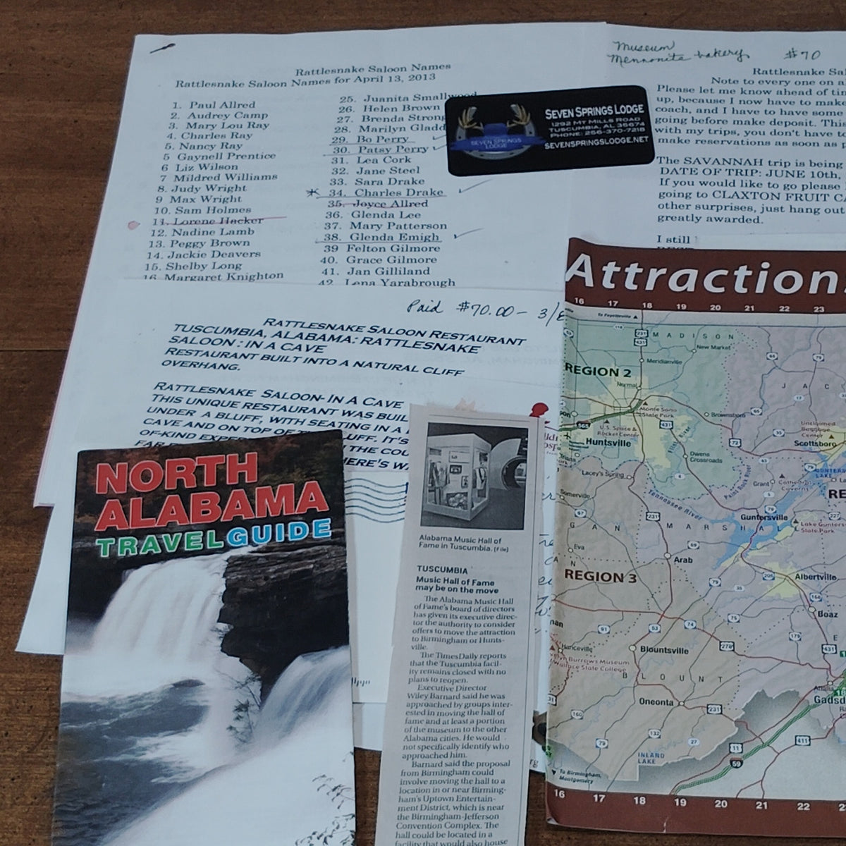 Rattlesnake Saloon Tuscumbia AL 2013 Travel Ephemera North Alabama Guide Map