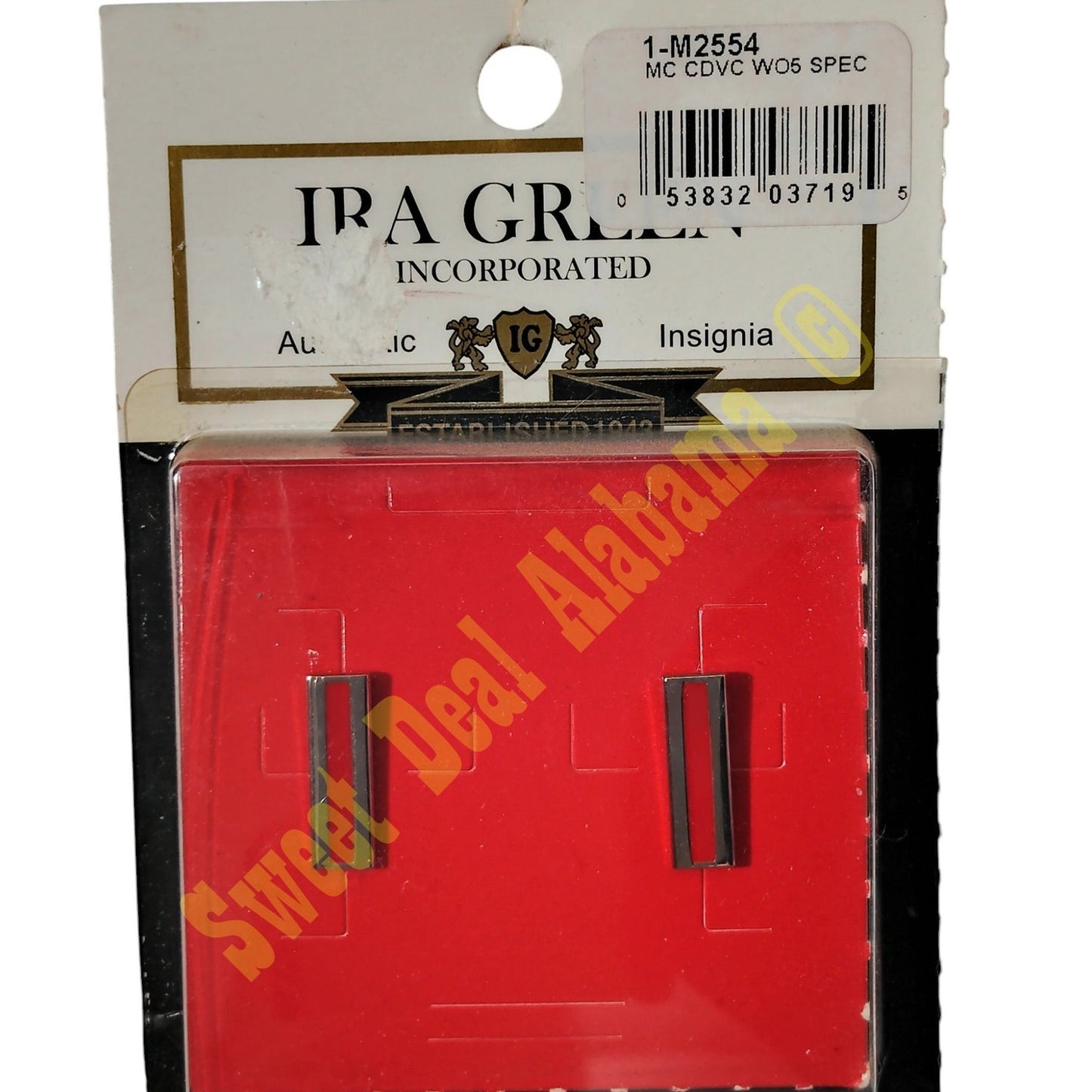 Ira Green USMC Collar Device Pin: Chief Warrant Officer 5, RNCoat Spec 3/4" x 3/16", NIP
