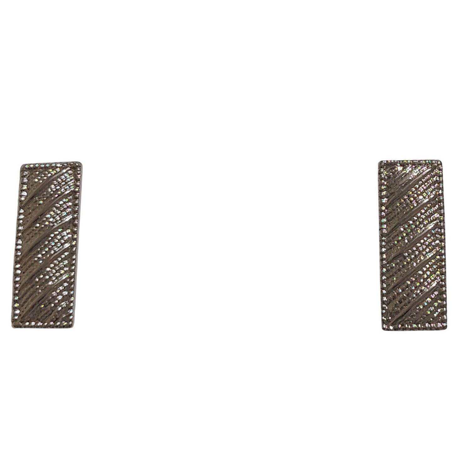 Silver‑Tone Corrugated Lieutenant Rank Bars – 3/4" × 1/4" Collar Device Pin Set