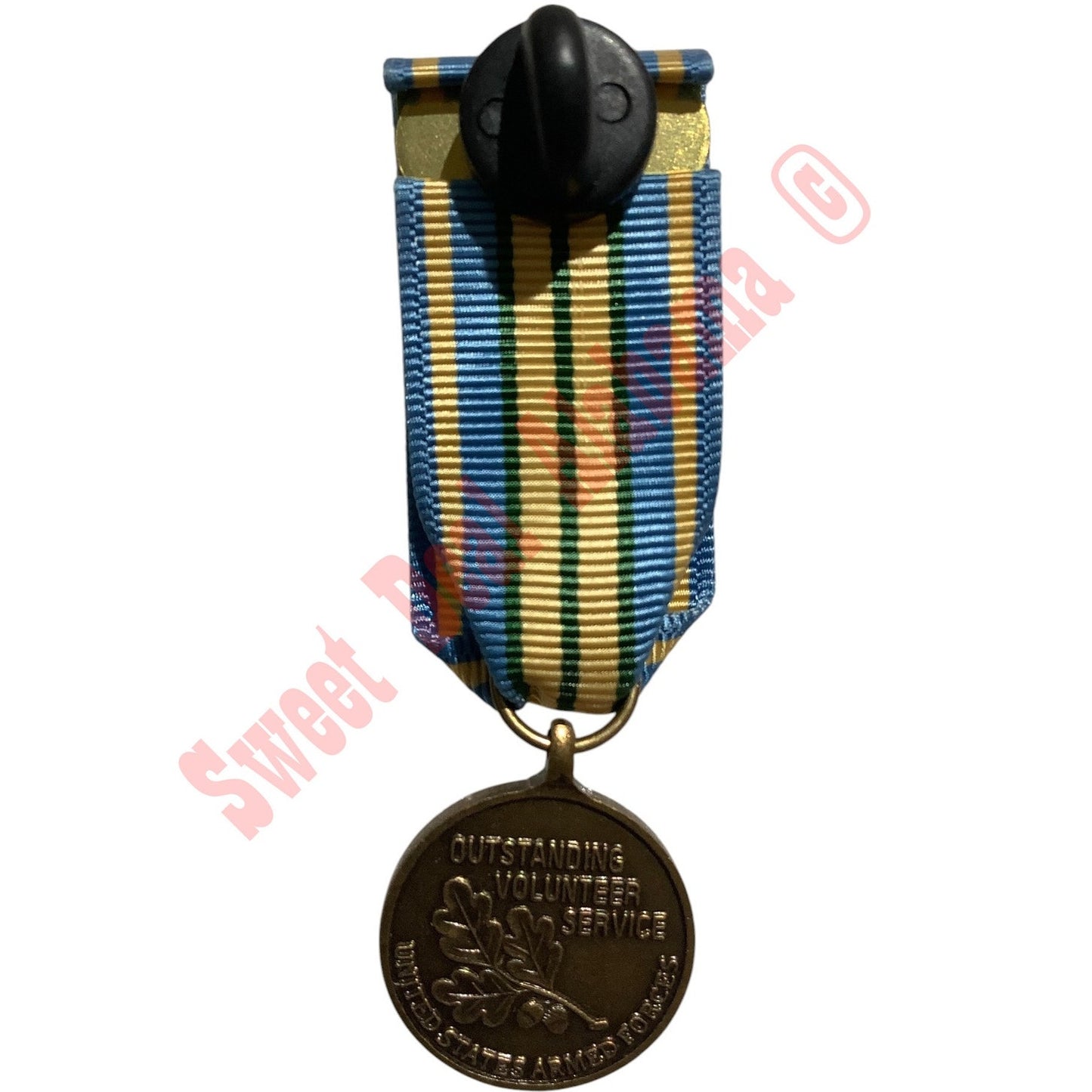 Outstanding Volunteer Service Award Ribbon Medal, Hat/Lapel Pin 2-7/8"H x 3/4"W