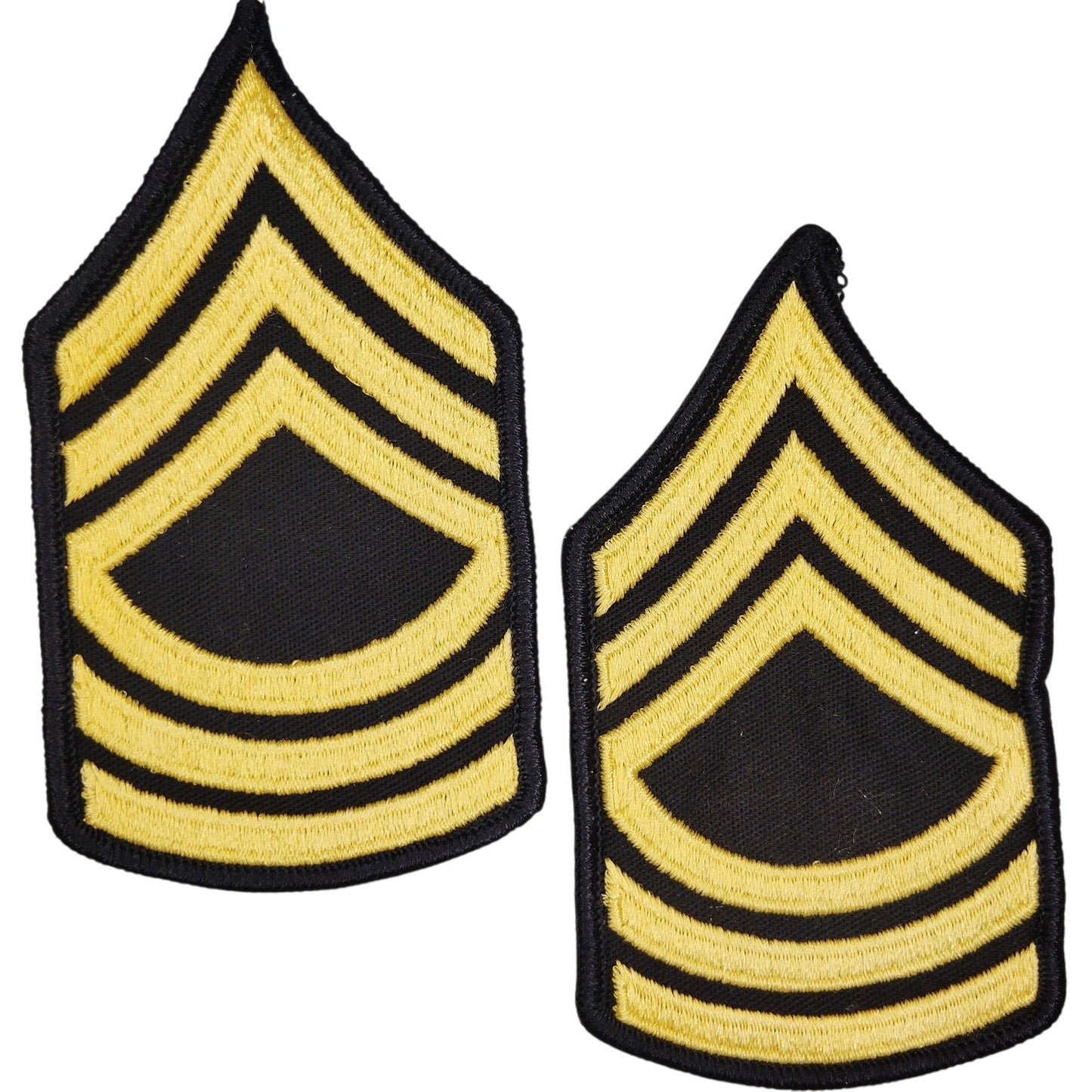US Army Master Sergeant E‑8 Gold on Blue Chevrons 4‑3/4" Sew‑On Patch Pair