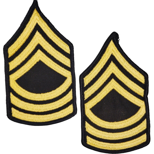 US Army Master Sergeant E‑8 Gold on Blue Chevrons 4‑3/4" Sew‑On Patch Pair