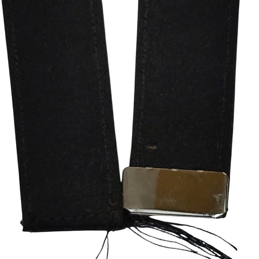 44" Men's Black Fabric Belt, No Buckle, Silver Keeper End, Formal/Garrison Use