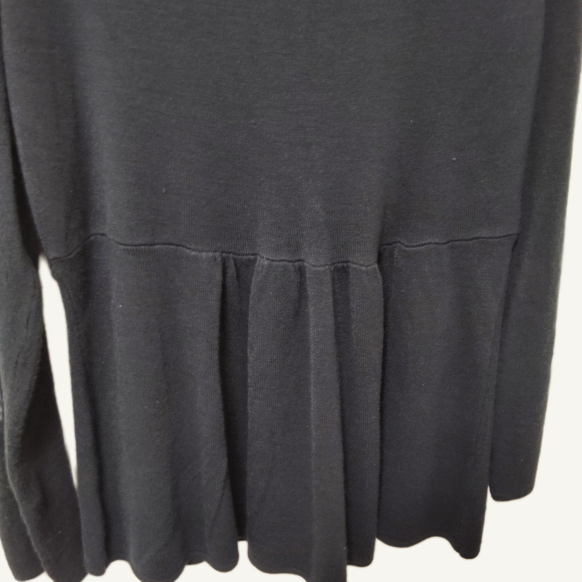 Roaman's Black V-Neck Peplum Cardigan Sweater M 100% Acrylic Ribbed Knit