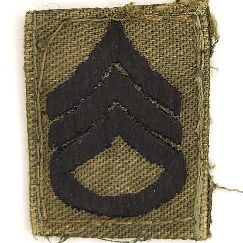 VTG US Army Staff Sergeant SSG E‑6 Cap Device Patch Black on ODG TE 1/4" × 1"