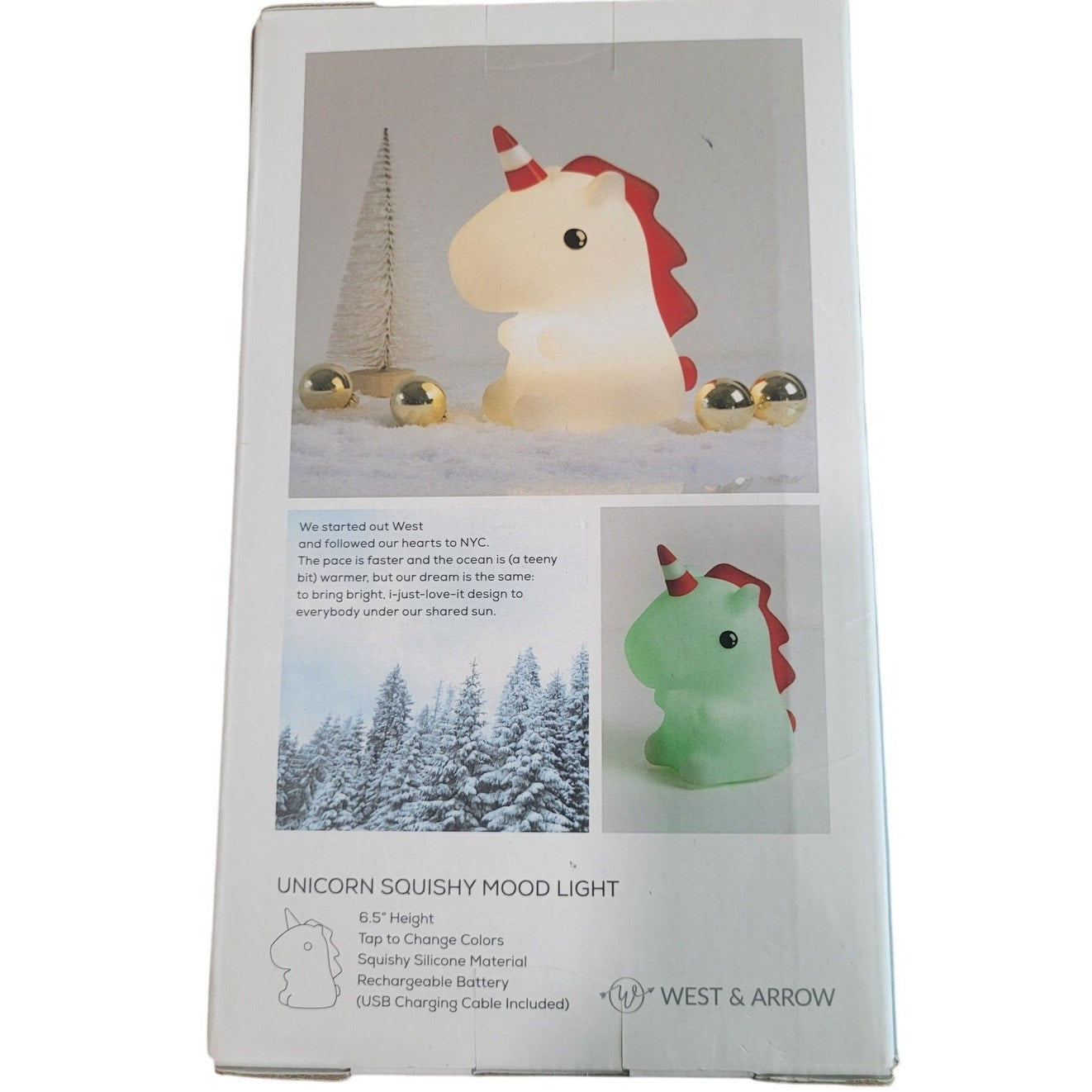 West & Arrow Unicorn RGB LED Mood Light – WA-NL016-999 – Battery-Powered Color-Changing Desk Lamp