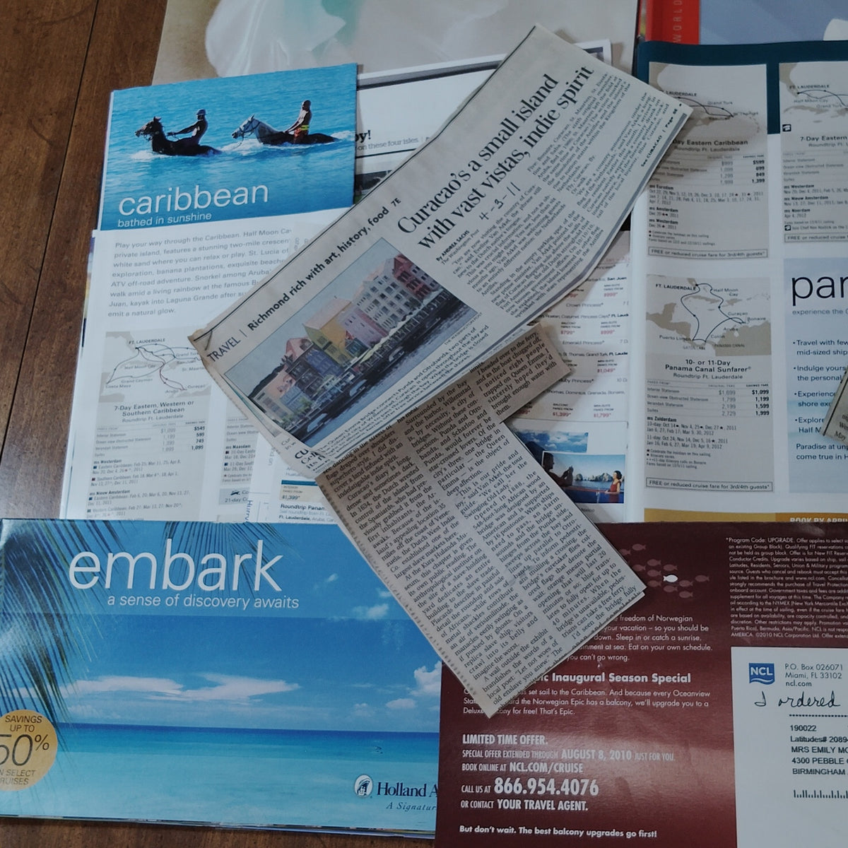 Caribbean Cruises Travel Ephemera Lot 2009-2010 Advertisements - Multi-color