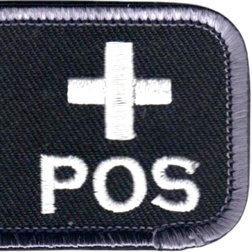 B+ POS Blood Type Patch Tactical ID 2" × 1" Hook Back, Embroidered