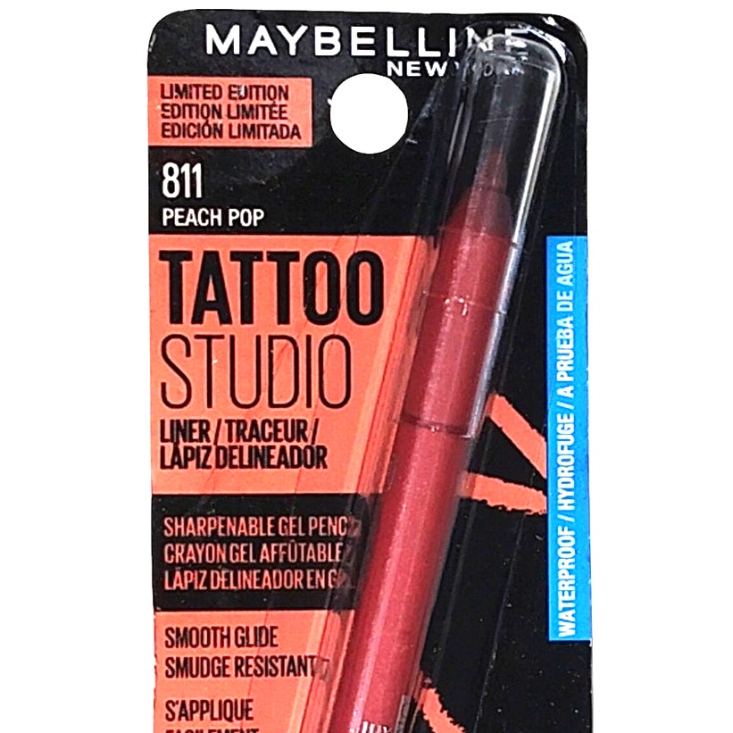 Maybelline Tattoo Studio Gel Eyeliner – Peach Pop, Waterproof, 36HR Wear 0.04 oz