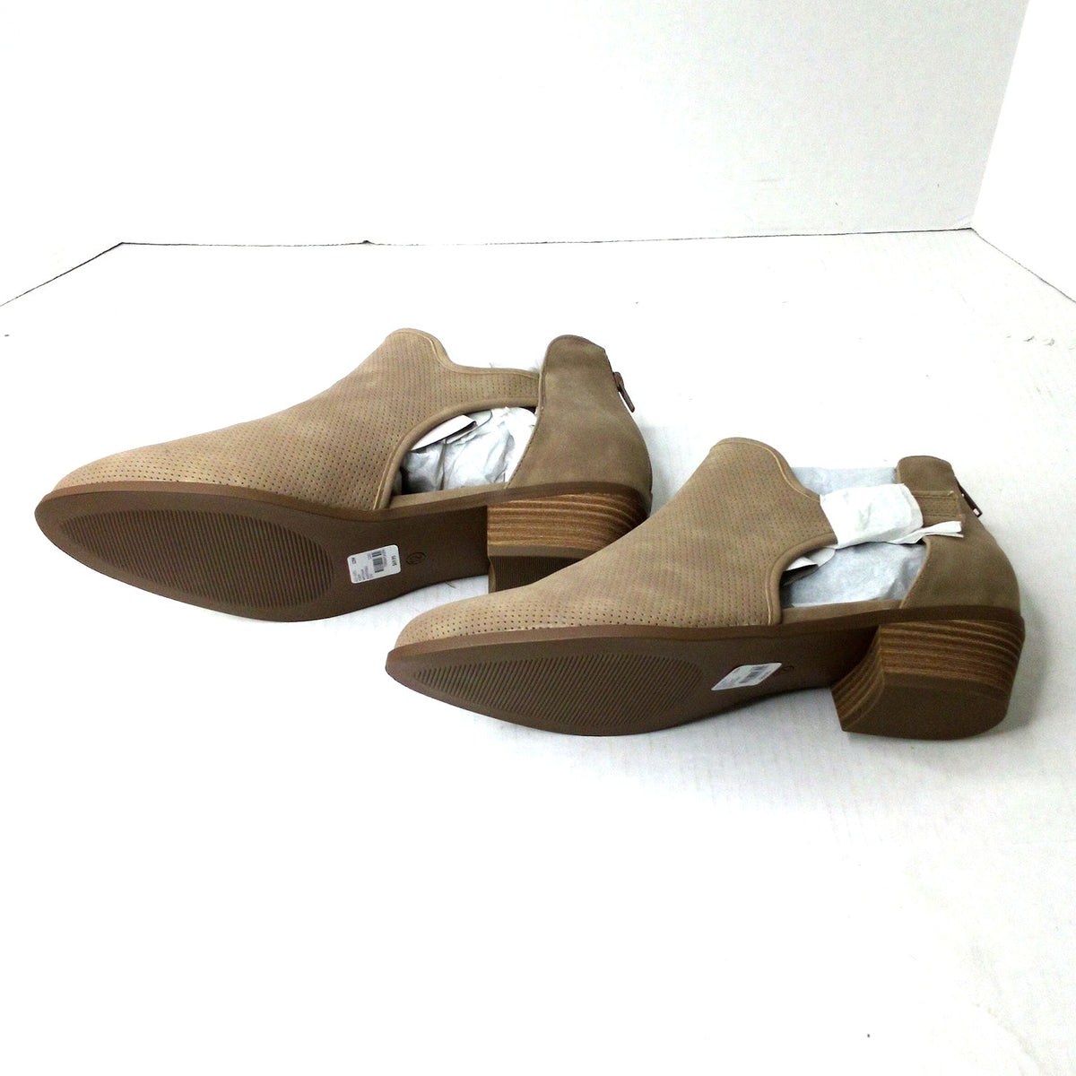Lane Bryant Taupe Perforated Block Heel Shooties 12W Wide Ankle Booties New