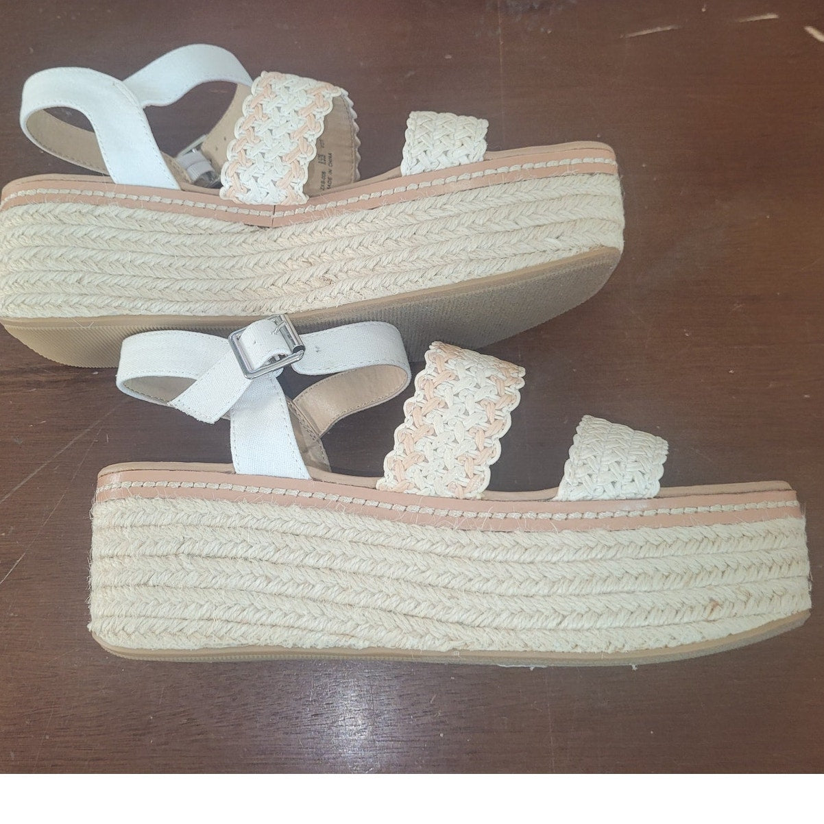 Chinese Laundry Women’s Espadrille Platform Sandals – White/Crochet, Size 8.5