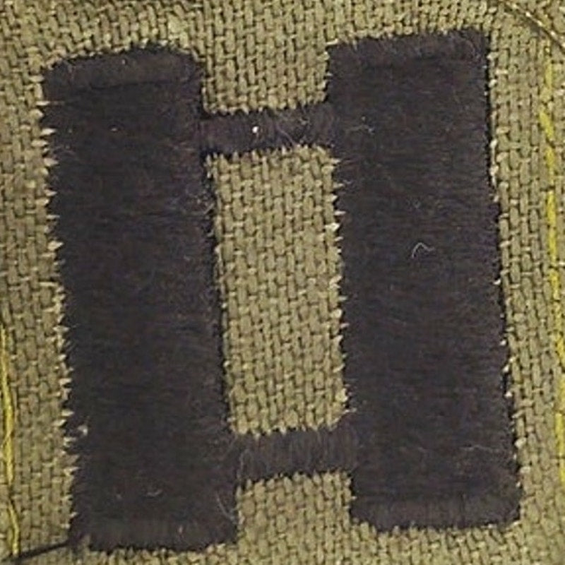 US Army Captain O‑3 Subdued Rank Patch Black on ODG Twill – Sew‑On 1‑3/8"
