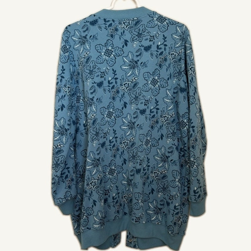 All American Comfort Teal Paisley Button-Up Jacket M - Fleece Lined