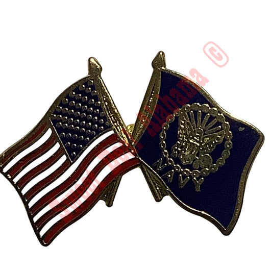 U.S. Flag and U.S. Navy Flag  Hat, Lapel or Tie Tack Pin, 13/16"H x 1-1/8"W