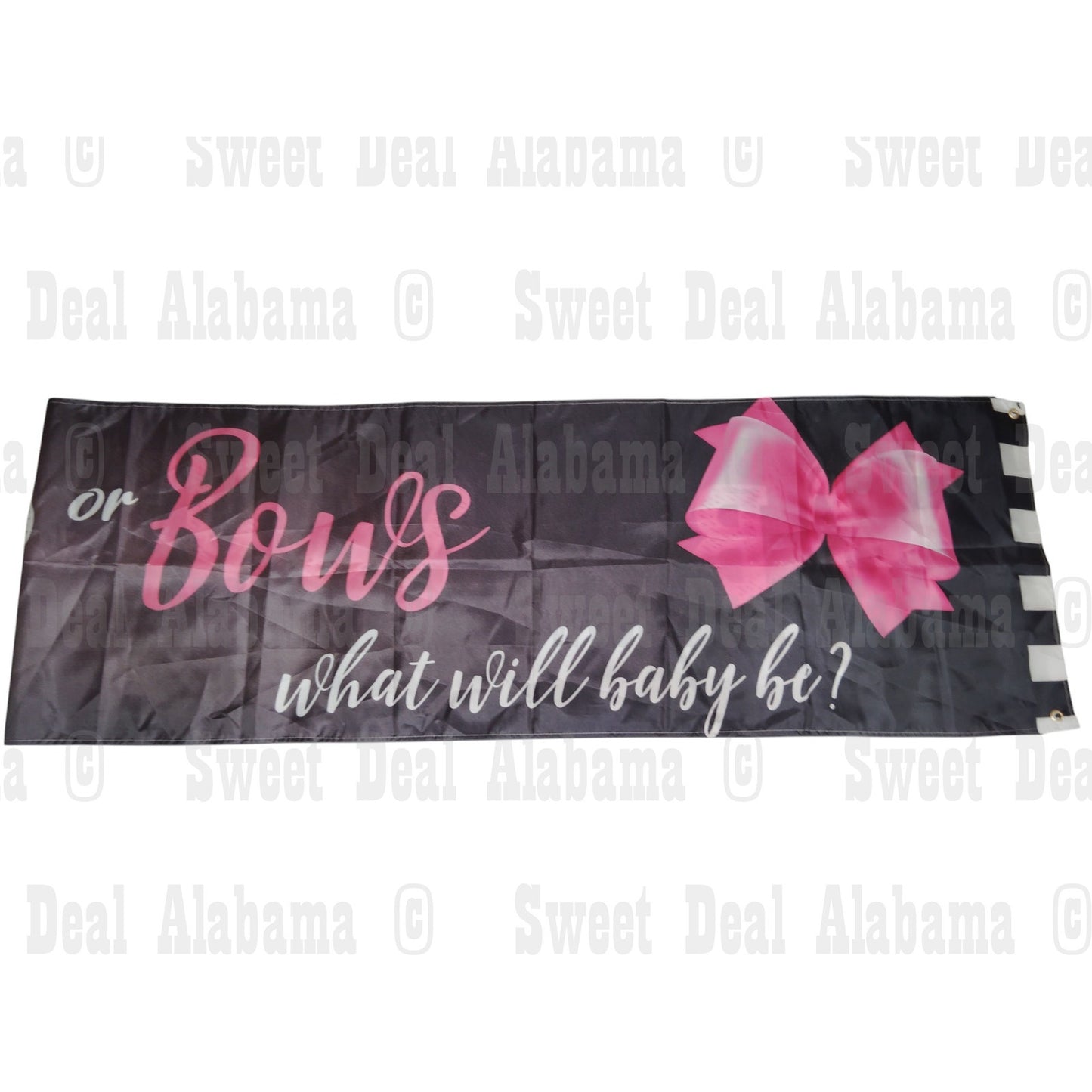 Burnouts or Bows Gender Reveal Indoor/Outdoor Banner – 118” x 20” Party Decor