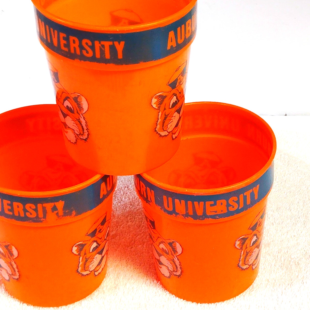 VTG Auburn University Tiger Stadium Cups Set of 3 1970s Packer Plastics