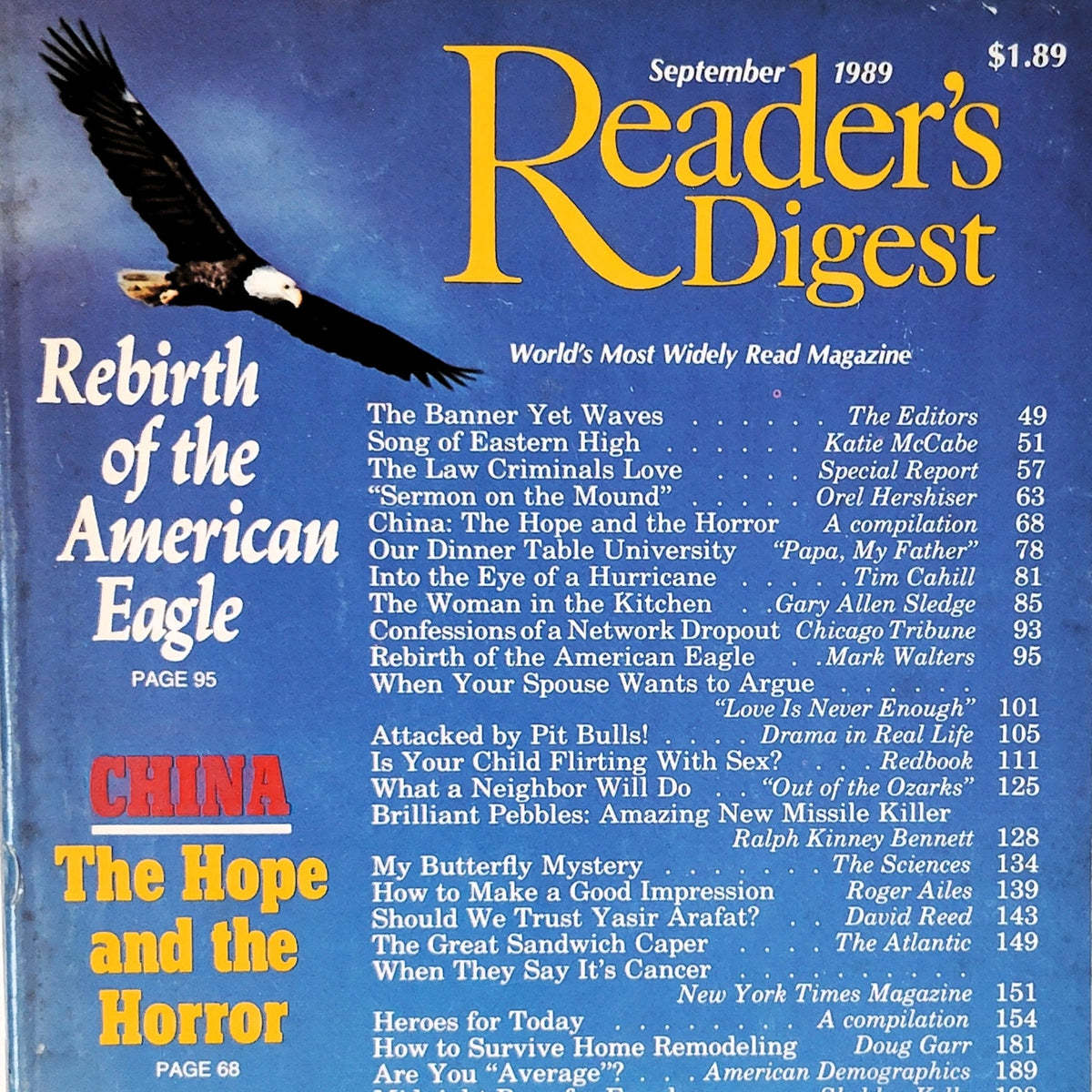 Reader's Digest September 1989 Rebirth of the American Eagle Vintage Magazine