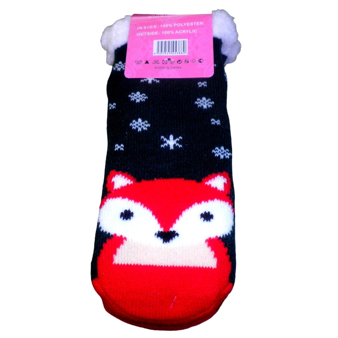 Fox Gripper Socks, U.S. Kids Size 11-Youth 1, Fleece Socks, Gripper House Socks