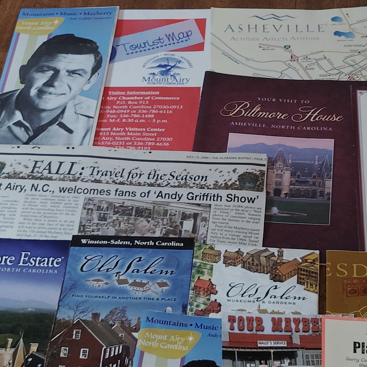 NC Ephemera Collection Vintage 2005 - Biltmore Estate, Old Salem, Andy Griffith