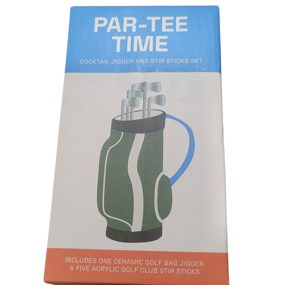 Love X June Par-Tee Time Golf Cocktail Stir Swizzle Sticks & Holder Set