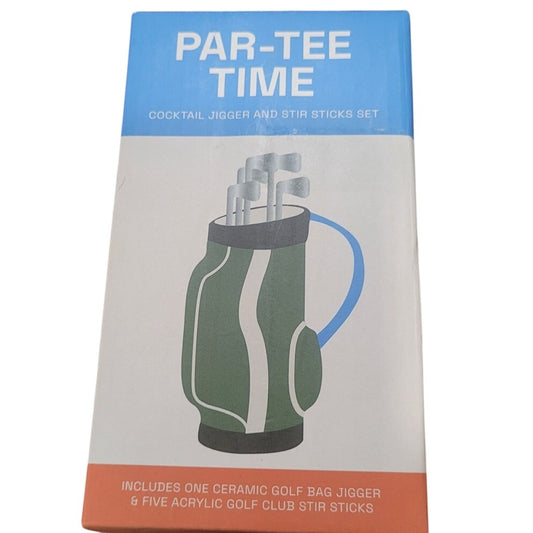 Love X June Par-Tee Time Golf Cocktail Stir Swizzle Sticks & Holder Set
