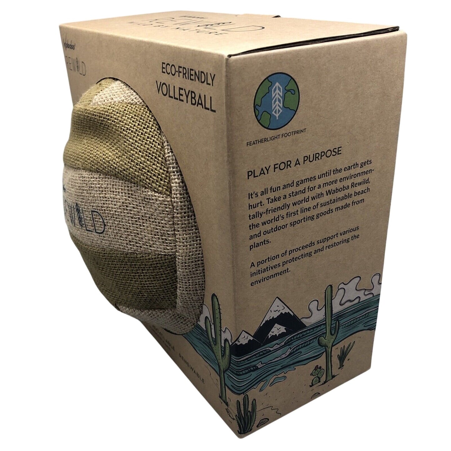 Waboba Eco-Friendly Volleyball Jute Plant Rubber Tree Sustainable Fun, 9.25"D