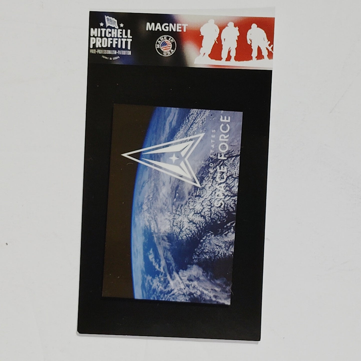 United States Space Force Magnet – 3" x 2" – Hard Plastic – Earth View Design