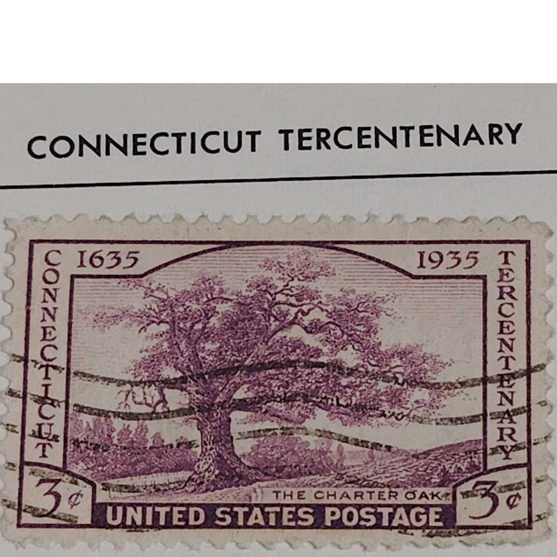 1935 3¢ Connecticut Tercentenary Stamp – Charter Oak – Scott #772 – Canceled