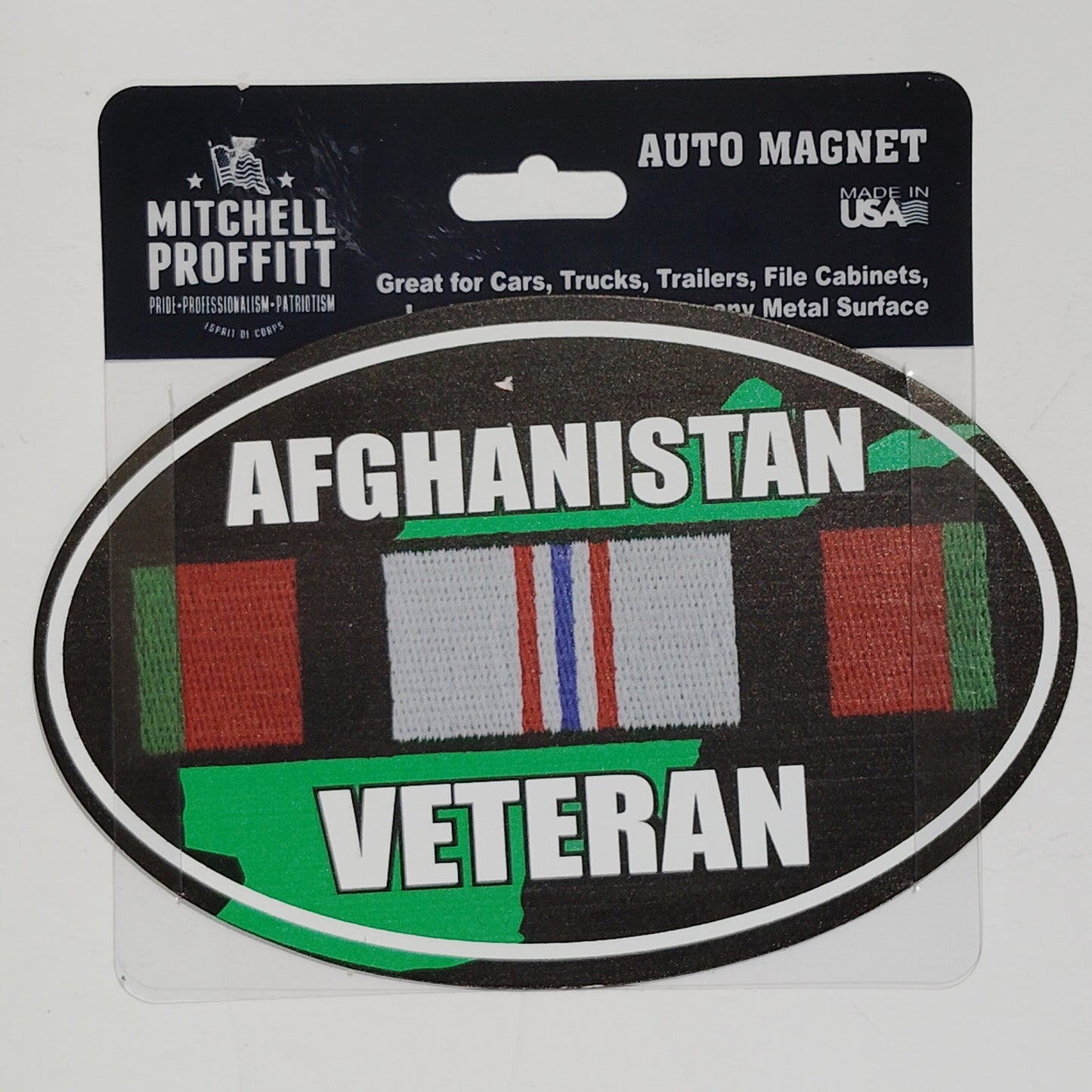 Afghanistan Veteran Auto Magnet – 6" x 4" Oval Service Ribbon Design, Made in US