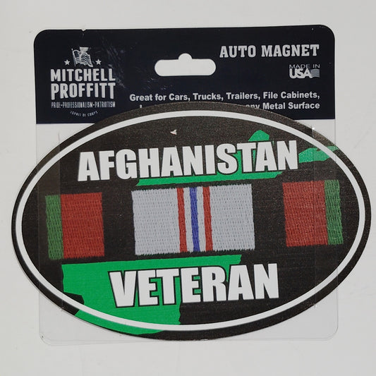 Afghanistan Veteran Auto Magnet – 6" x 4" Oval Service Ribbon Design, Made in US