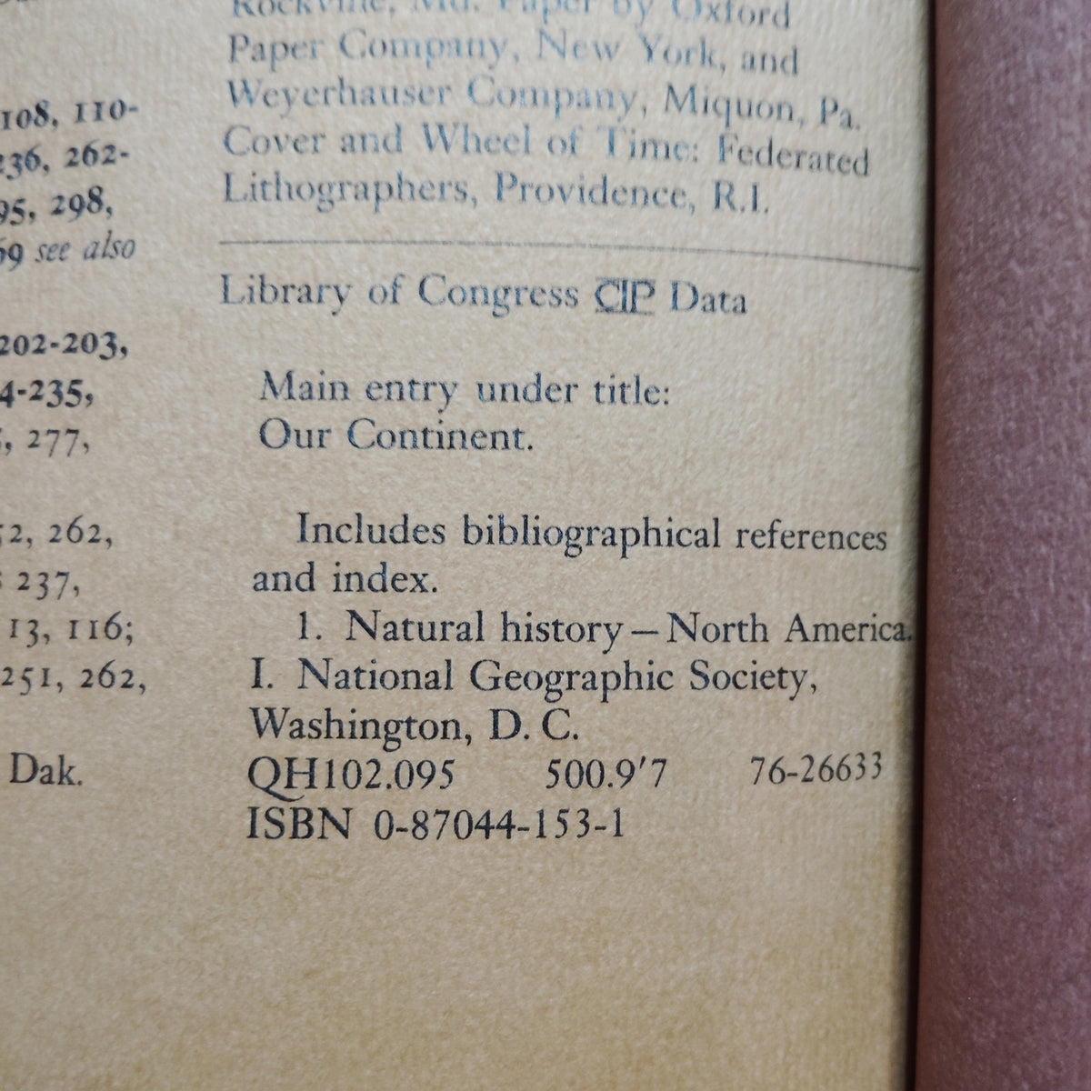 Our Continent Natural History of North America 1976 Hardcover - LN - One Owner