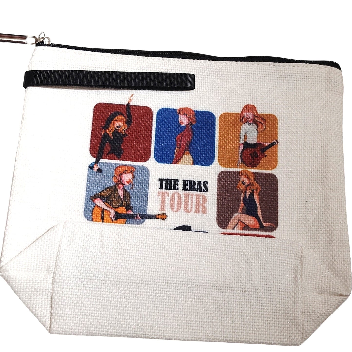 Canvas Eras Tour Style Travel Make‑Up or Pencil Bag 8.5"×6"×2.5" Zipper Pouch