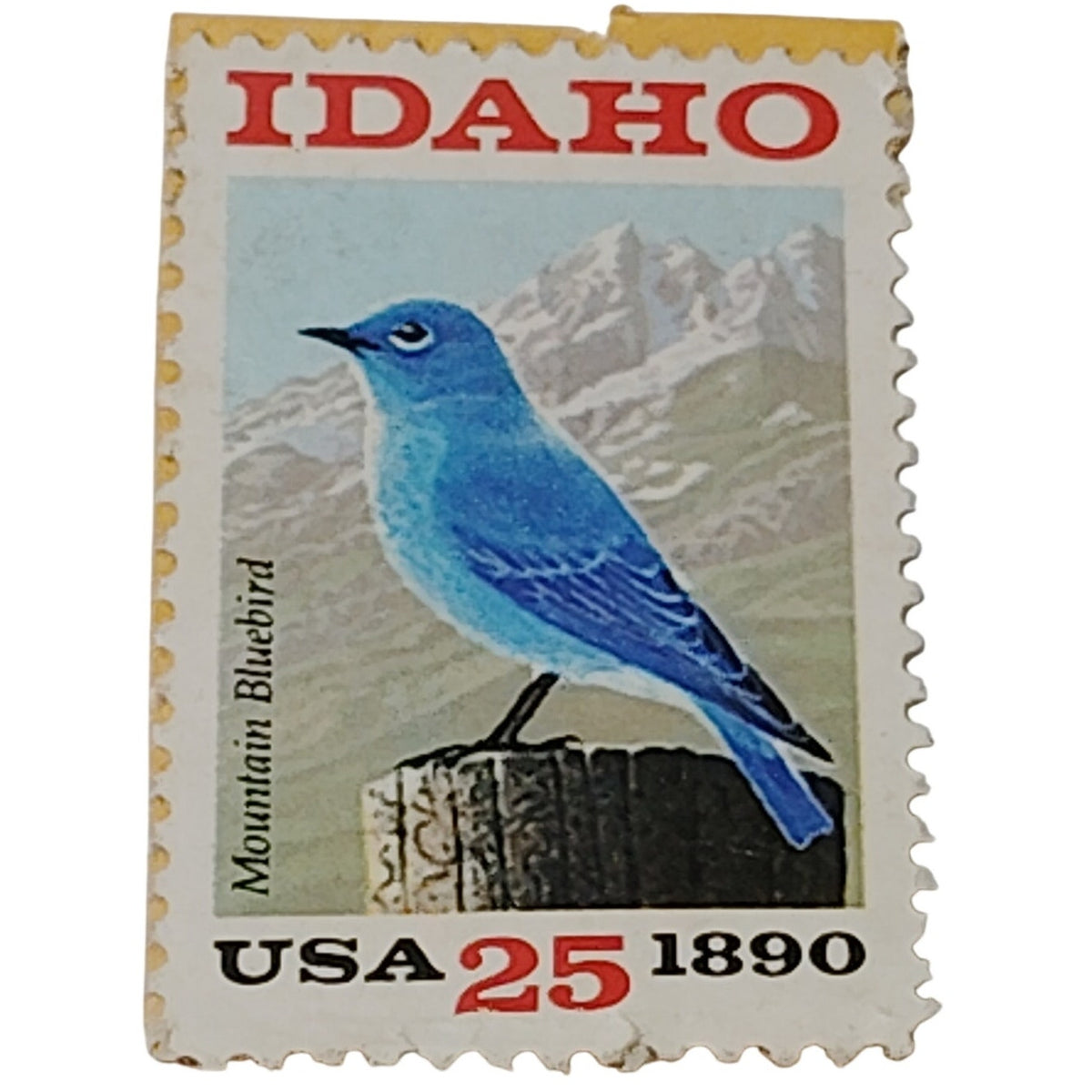 1990 USA 25 Cent Idaho Statehood Mountain Bluebird Stamp - Scott #2439