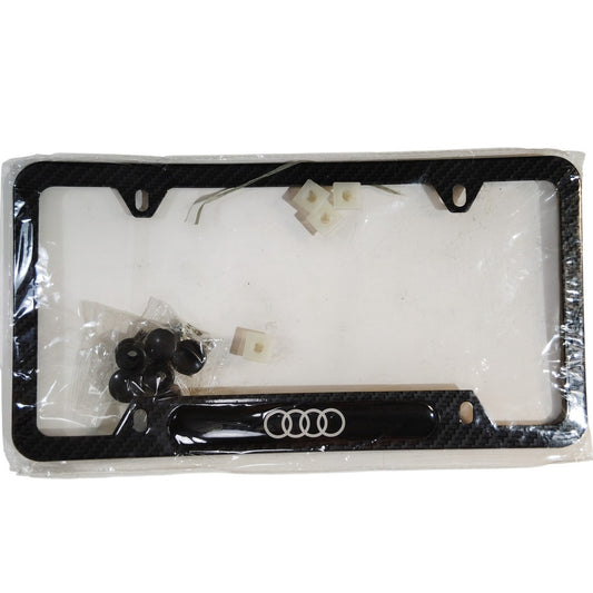 Audi (Audi Rings) Carbon Fiber License Plate Frame – Black Gloss Finish