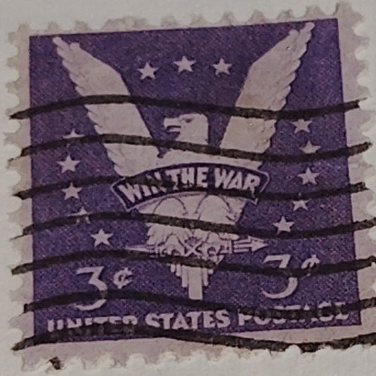 1942 3¢ Win the War Stamp – Scott 905 – Eagle & Shield – WWII Morale Issue