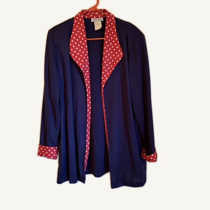 Anthony Richards Size 16 Red & Navy Polka Dot 3-Piece Pantsuit Set