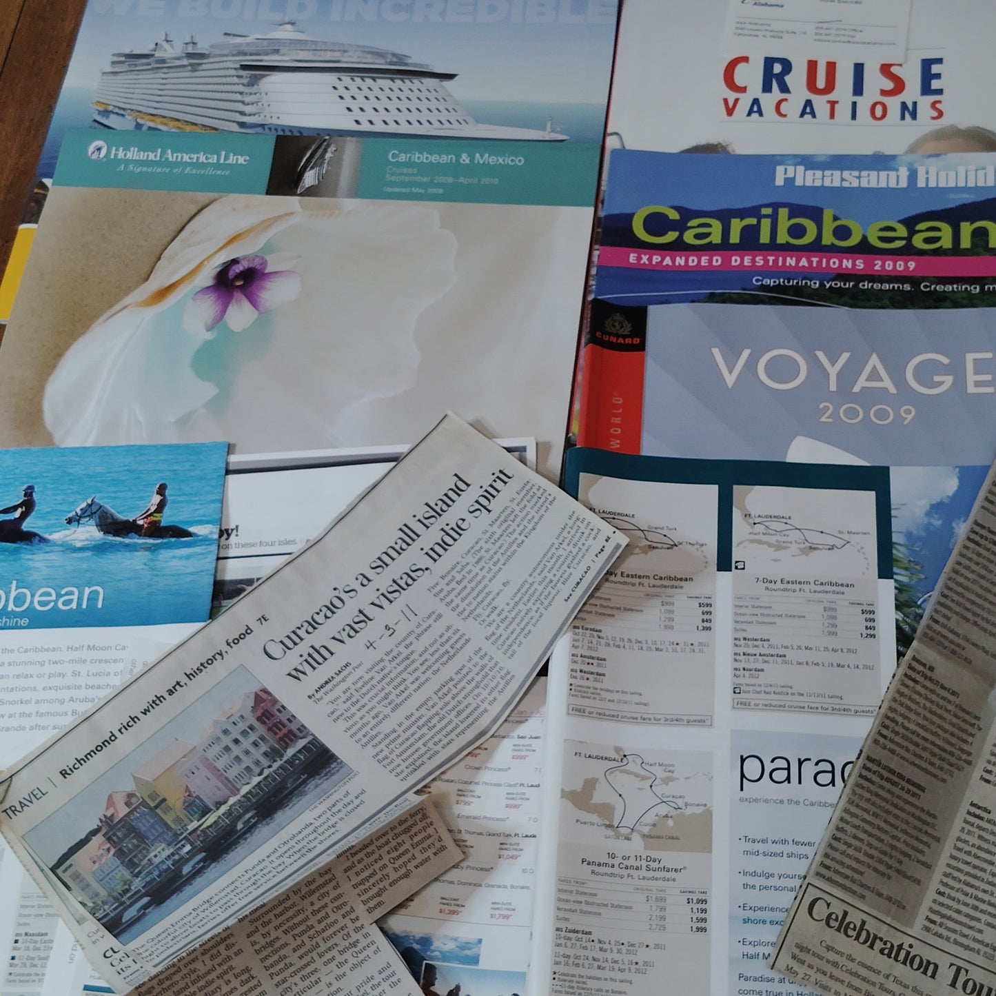 Caribbean Cruises Travel Ephemera Lot 2009-2010 Advertisements - Multi-color