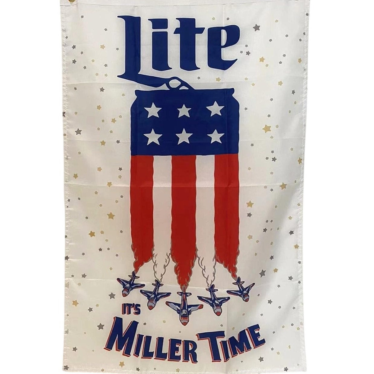 Miller Lite Patriotic Flag Tapestry, It’s Time Design 3x5 ft Beer Banner Polyester