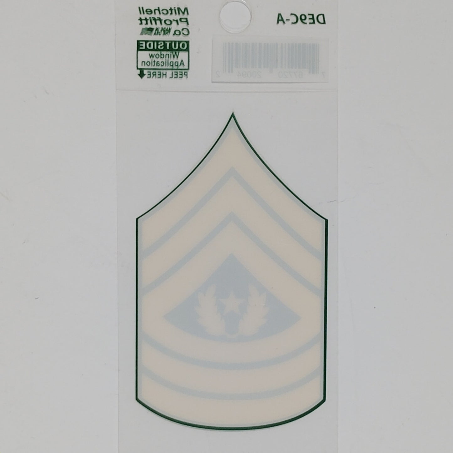 Army Sergeant Major of the Army Window Decal – 2" x 3.375"  Adhesive Back