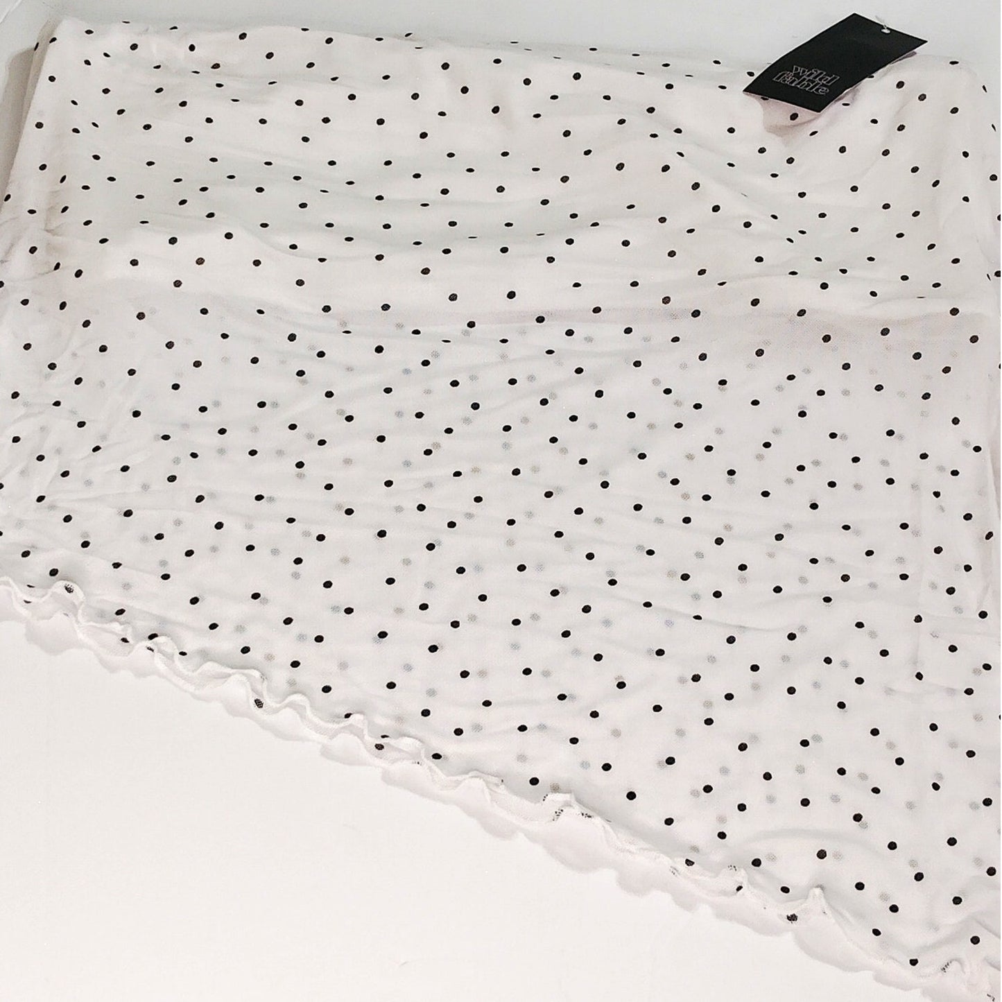 Wild Fable Women’s Sheer Tube Top White w/ Black Polka Dots,  Large
