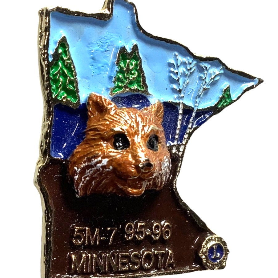 Vintage Lions Club International Fox Lapel Pin, District 5M7 Minnesota 1995-1996