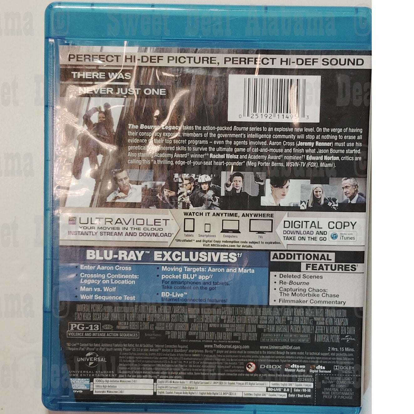 The Bourne Legacy (2012 Blu-ray/DVD) Open Package Action, Thriller