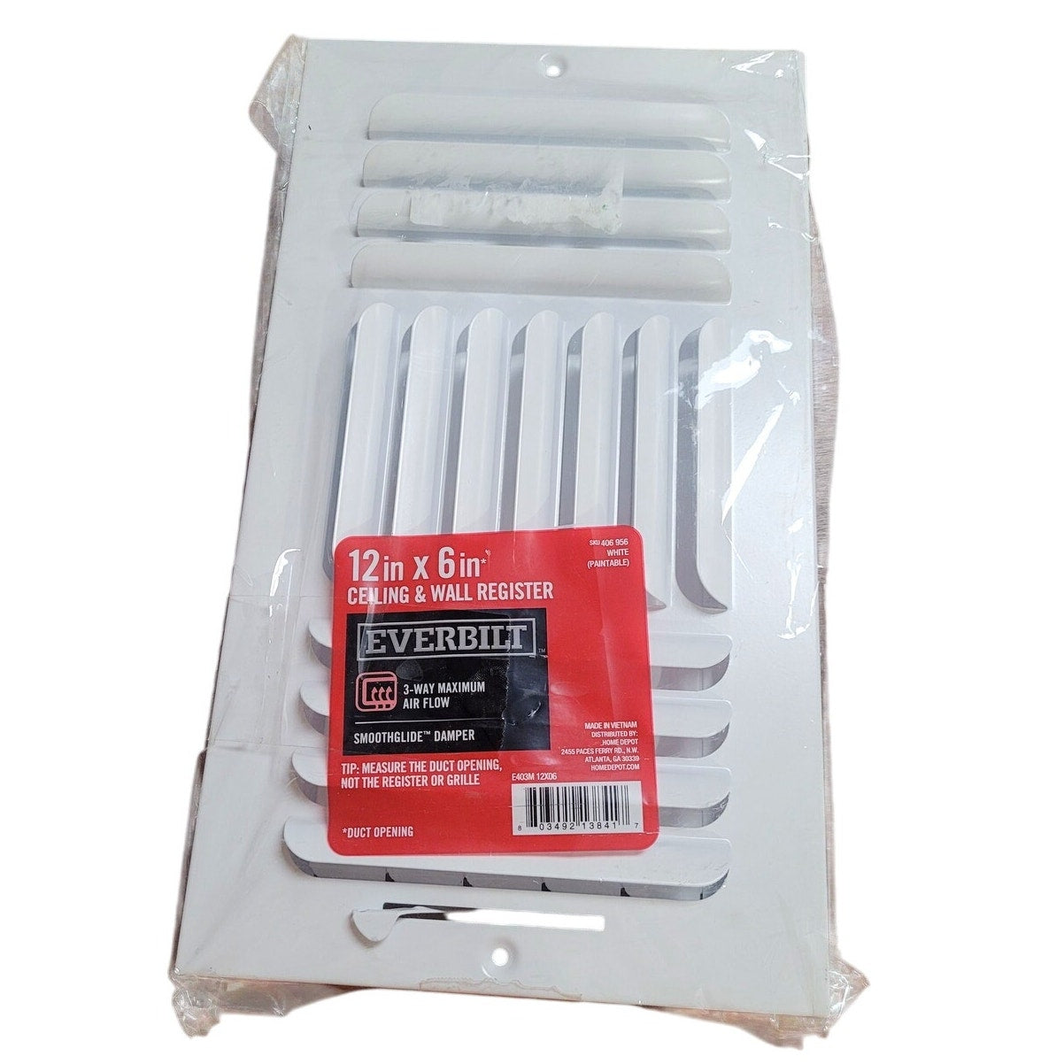 Everbilt 12 in. X 6 in. 3-Way Fixed Curved Blade Wall/Ceiling Register