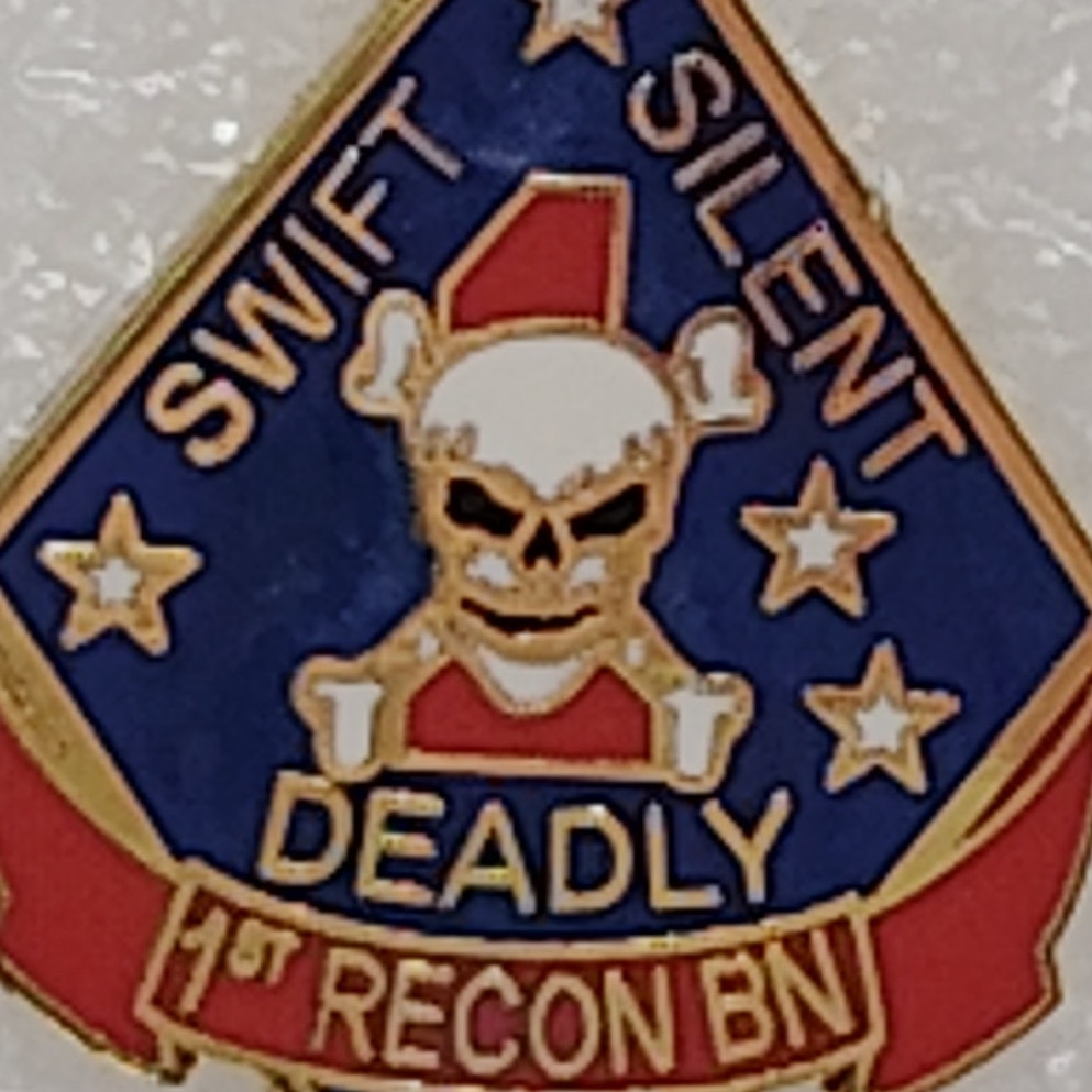 USMC 1st Recon Battalion "Swift, Silent, Deadly" Novelty Hat/Lapel/Brooch Pin