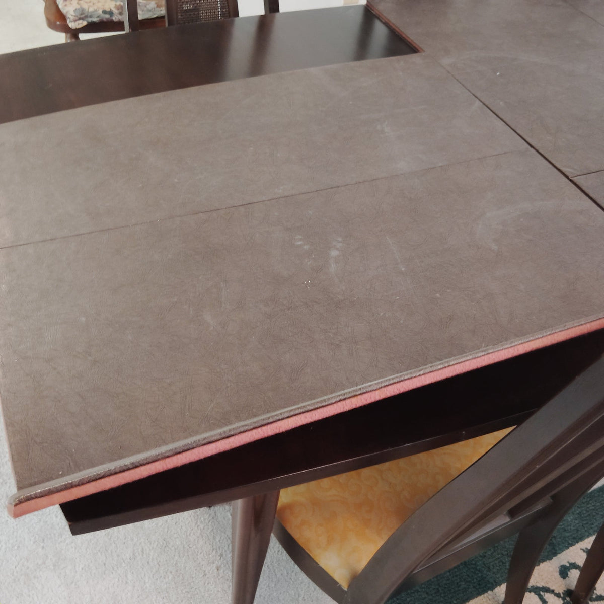 LOCAL PICKUP ONLY- 1963 Dark Wood Dining Set - Table, 6 Chairs