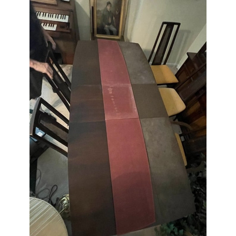 LOCAL PICKUP ONLY- 1960's Dark Wood Dining Set - Table, 6 Chairs & China Cabinet