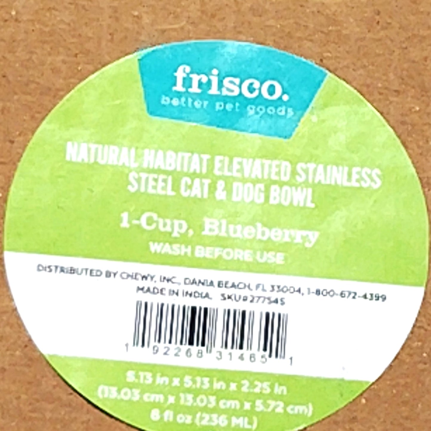 Frisco Paw Print Non‑Skid Stainless Steel Dog Bowl Blueberry Small (8 oz.) NEW